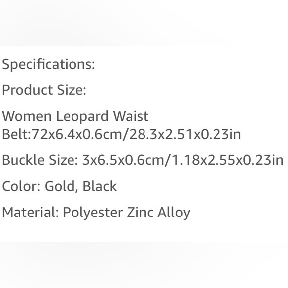 BNWOT - Leopard Print Elastic Belt with Gold Clasp - One Size - Picture 7 of 7